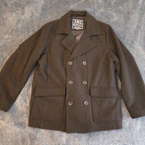 Buffalo David Bitton Outdoor Men’s Black Wool Peacoat Size XL